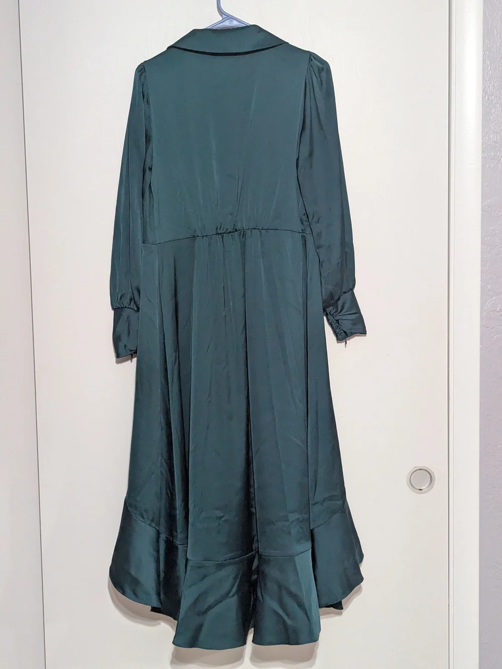 White House Black Market Teal Ruffle-Front Long Sleeve Dress